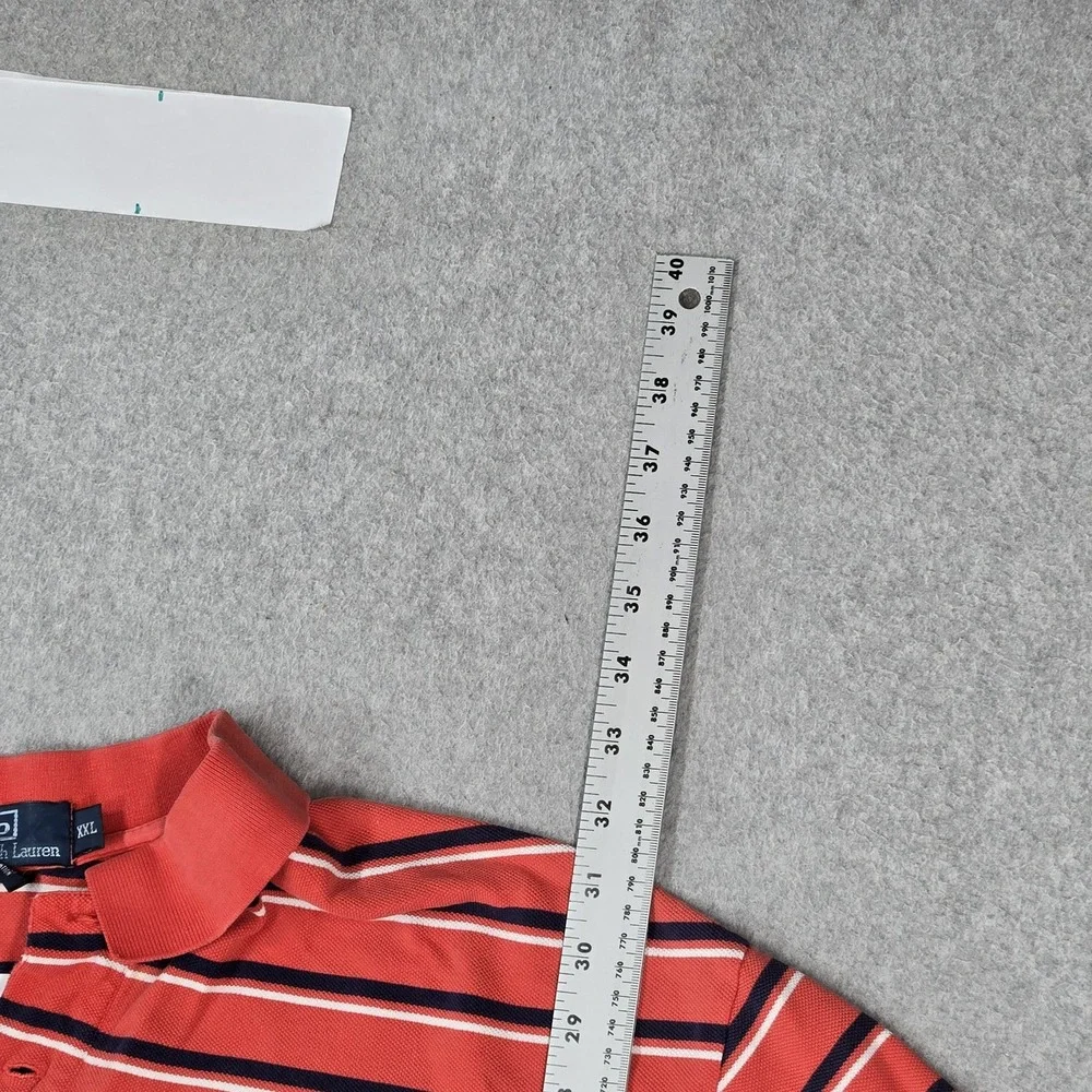 Polo By Ralph Lauren Men Polo XXL Red Embroidered Striped Pony Rugby READ